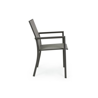 Chaise de jardin à accoudoirs métal et textilène (lot de 4) CASSIS - HELLIN