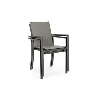 Chaise de jardin à accoudoirs métal et textilène (lot de 4) CASSIS - HELLIN