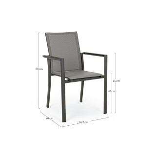 Chaise de jardin à accoudoirs métal et textilène (lot de 4) CASSIS - HELLIN