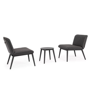 Salon de jardin en aluminium et coussins toile set de 3 st valery