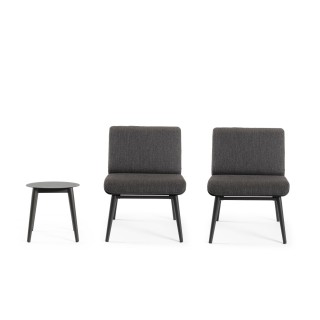 Salon de jardin en aluminium et coussins en toile (set de 3) ST VALERY - HELLIN