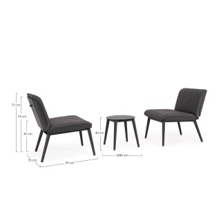Salon de jardin en aluminium et coussins en toile (set de 3) ST VALERY - HELLIN