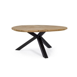 Table à manger de jardin triangulaire en teck et métal L160 CAP FERRET - HELLIN