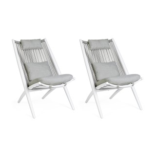 Fauteuil de jardin lounge design en métal (lot de 2) - BELLE ILE