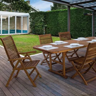 Chaise de jardin inclinable avec accoudoirs en acacia CANCALE - HELLIN
