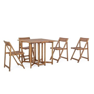 Ensemble de jardin table et 4 chaises en bois pliable cancale
