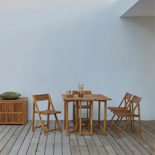 Ensemble d'extérieur table et 4 chaises en acacia pliables CANCALE - HELLIN