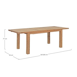 Table d'extérieur extensible en teck recyclé L160/220 SAINT MALO - HELLIN