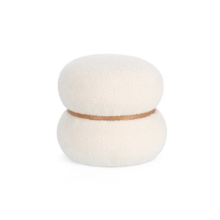 Pouf rond bouclette blanc ivoire d43 stratus
