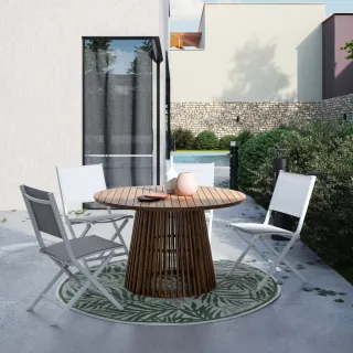 Table d'extérieur ronde en bois D120 PIANA - HELLIN
