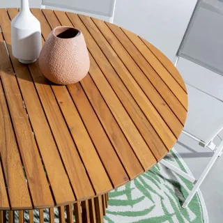 Table d'extérieur ronde en bois D120 PIANA - HELLIN