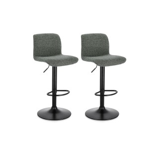 Chaise de bar réglable en tissu et métal noir (lot de 2) RAPHAEL - HELLIN