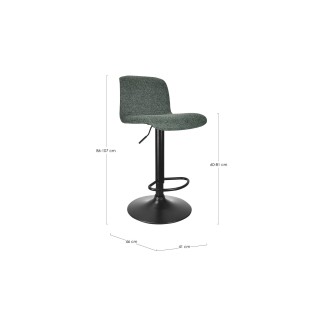 Chaise de bar réglable en tissu et métal noir (lot de 2) RAPHAEL - HELLIN