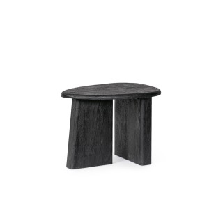 Table basse de salon triangulaire forme galet en bois de manguier L60 JUAREZ - HELLIN