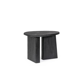 Table basse de salon triangulaire forme galet en bois de manguier L60 JUAREZ - HELLIN