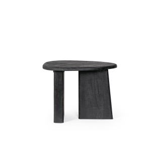 Table basse de salon triangulaire forme galet en bois de manguier L60 JUAREZ - HELLIN