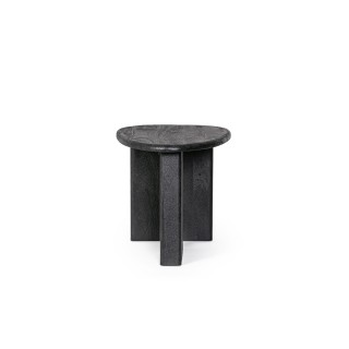 Table basse de salon triangulaire forme galet en bois de manguier L60 JUAREZ - HELLIN