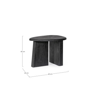 Table basse de salon triangulaire forme galet en bois de manguier L60 JUAREZ - HELLIN