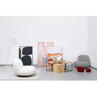 Fauteuil bas pivotant en tissu bouclette JEAN - HELLIN