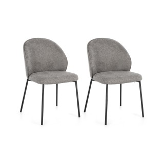 Chaise de salle à manger design en tissu et métal noir (lot de 2)  NELLY - HELLIN