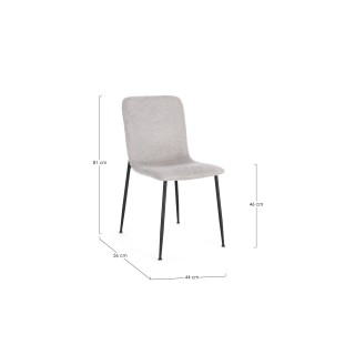 Chaise design en tissu et pieds en métal noir (lot de 4) BREDA - HELLIN