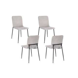 Chaise design en tissu et pieds en metal noir lot de 4 breda