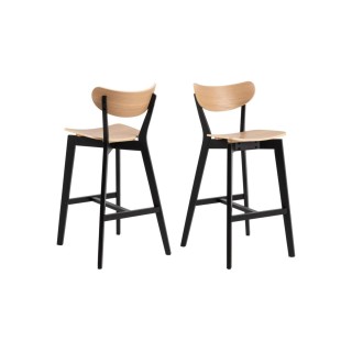 Table de bar et 4 chaises hautes au style scandinave en bois LETA - HELLIN