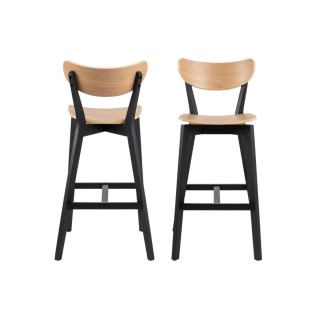 Table de bar et 4 chaises hautes au style scandinave en bois LETA - HELLIN