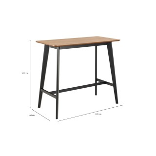 Table de bar et 4 chaises hautes au style scandinave en bois LETA - HELLIN