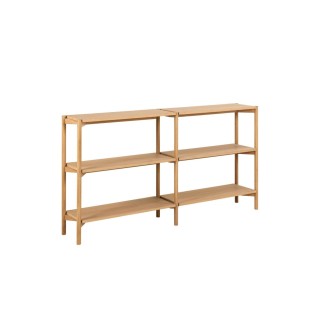 Bibliotheque basse scandinave en chêne clair 4 tablettes brenda