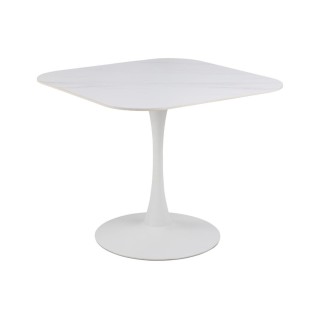 Table a manger carree en ceramique et pied tulipe en metal l90 marsa