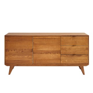 Buffet bas retro en bois 2 portes et 3 tiroirs l160 bronze mallet