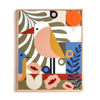 Tableau en bois taquin faune et flore 63 x 78 blouma