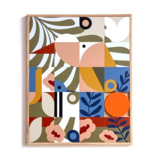 Tableau en bois taquin faune et flore 63 x 78 BLOUMA - HELLIN