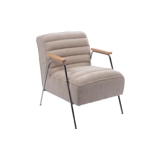 Fauteuil vintage en tissu bouclette beige et metal lisboa