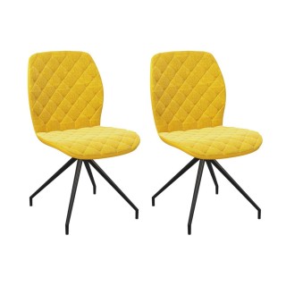 Chaises en tissu jaune et metal noir lot de 2 anna