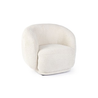 Fauteuil 1 place en tissu bouclette blanc ella