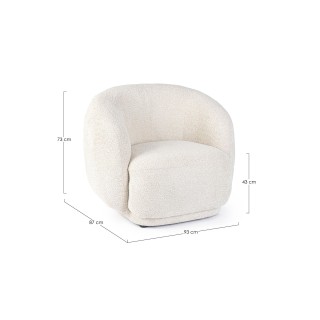 Fauteuil 1 place en tissu bouclette beige ELLA - HELLIN