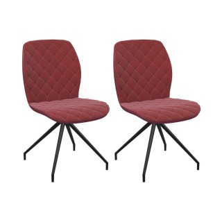 Expo chaises pivotantes en tissu rouge et metal noir lot de 2 anna
