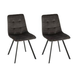 Chaise en velours peau de peche et en metal noir lot de 2 olivia