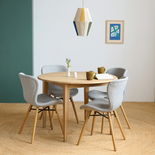 Chaise bois de chêne et tissu coloré : style scandinave | Hellin