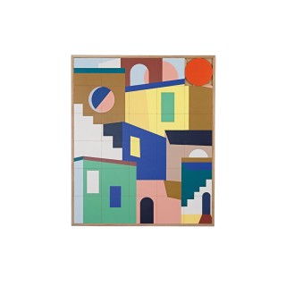 Tableau en bois taquin colore et graphique 78 x 93 favela
