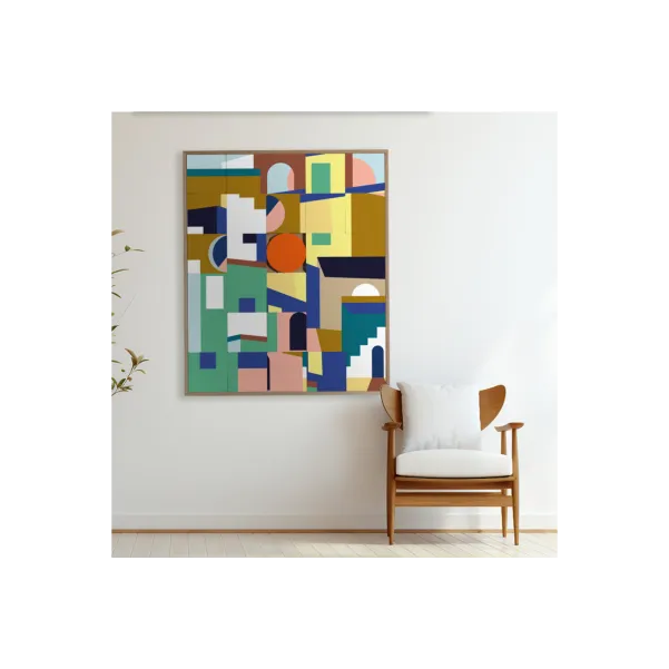 Tableau en bois taquin coloré et graphique 78 x 93 Favela - HELLIN