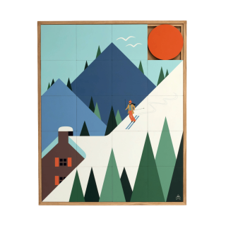 Tableau en bois taquin a la montagne 63 x 78 schuss