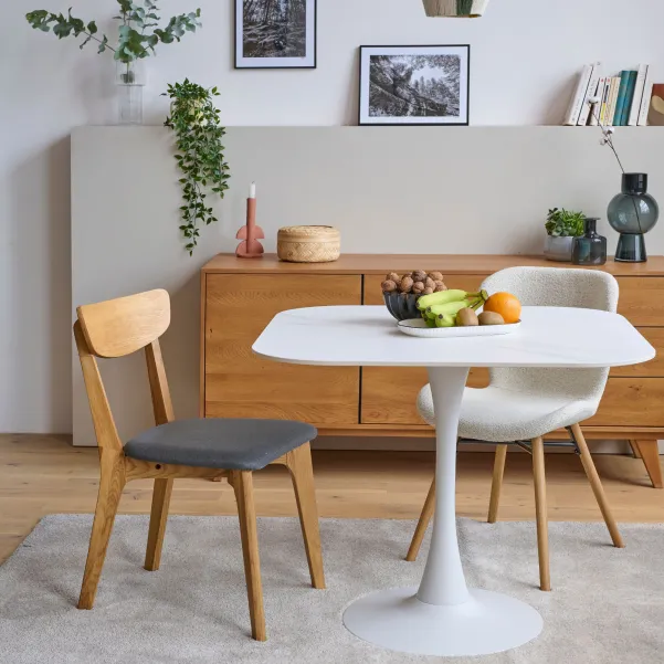 Table carrée en céramique et pied tulipe en métal L90 MARSA - HELLIN