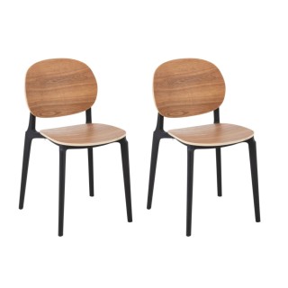 Chaise de salle a manger naturelnoire style japandi lot de 2 yumi