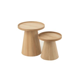 Table basse ronde en bois naturel set de 2 agathe