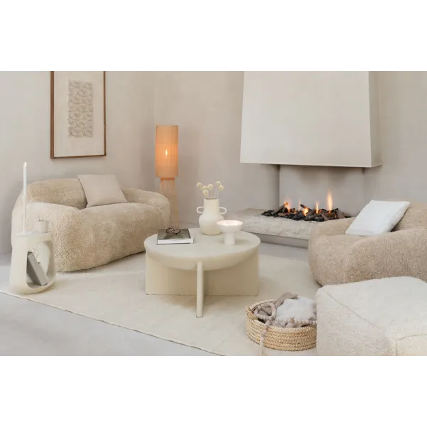Table basse ronde organique en bois beige D90 MILLY - HELLIN