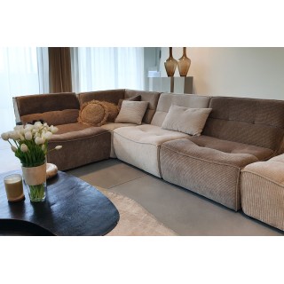 Fauteuil chauffeuse d'angle lounge en velours côtelé LORENZO - HELLIN