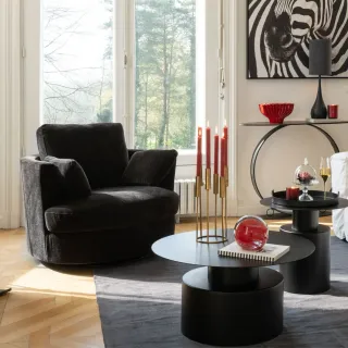 Table basse ronde design en métal noir D80 MONZA - HELLIN
